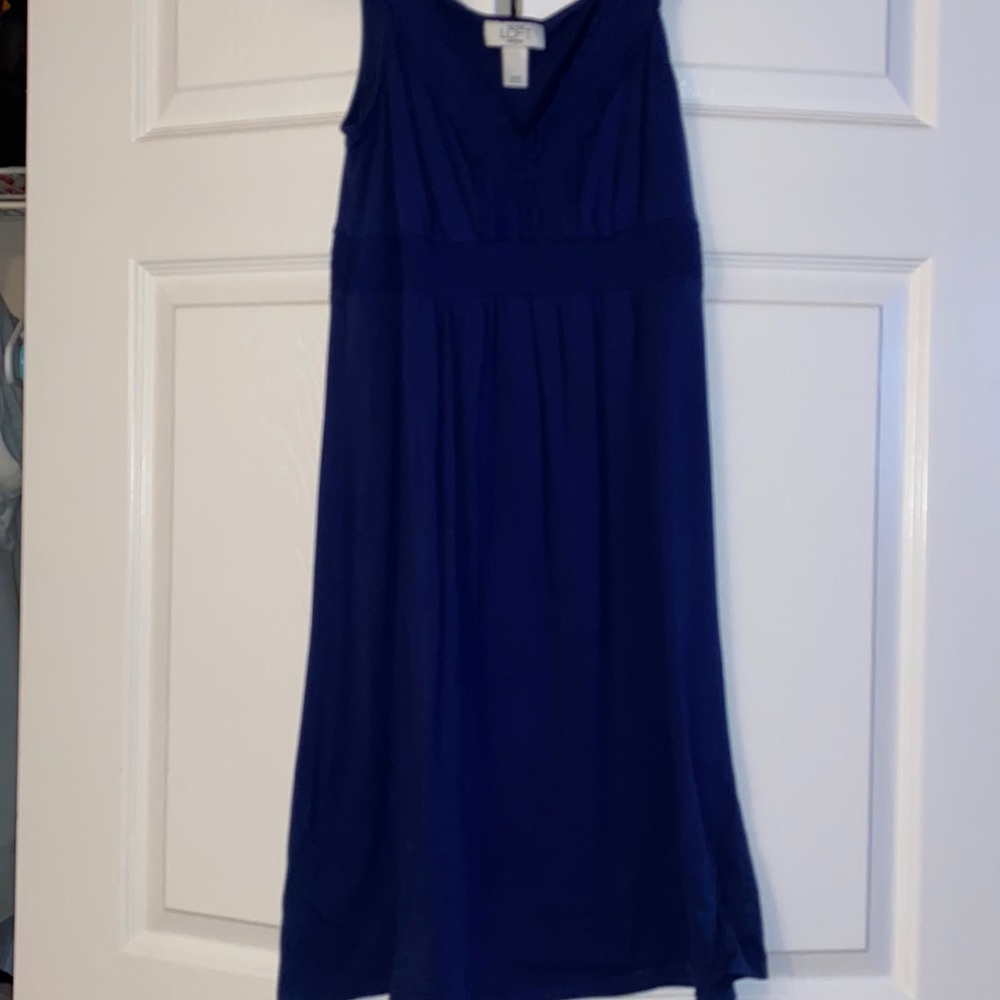 Loft Blue Midi Sundress with smocked lining